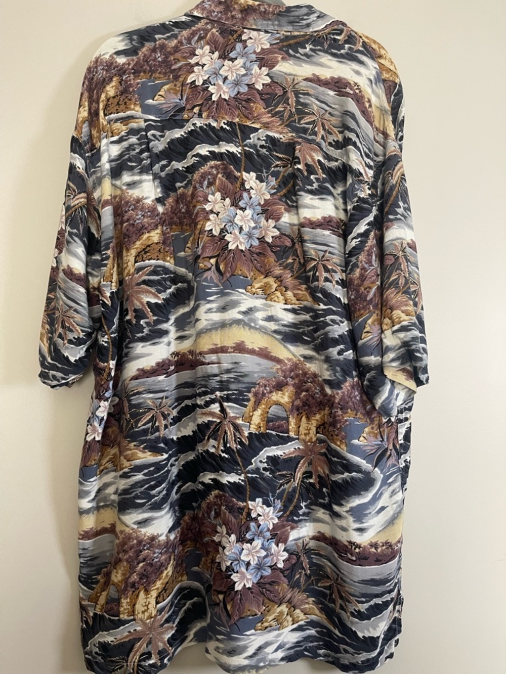 Ferrous Tropical Print Button-Up Shirt In Black, Brown & Cream View 5